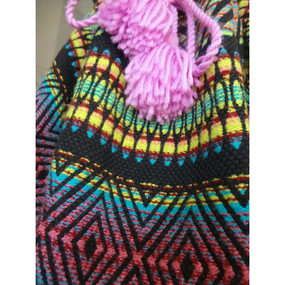 LARGE Southwest Kilim Bucket Backpack Navajo Boho Carpet Tribal Drawstring Aztec
